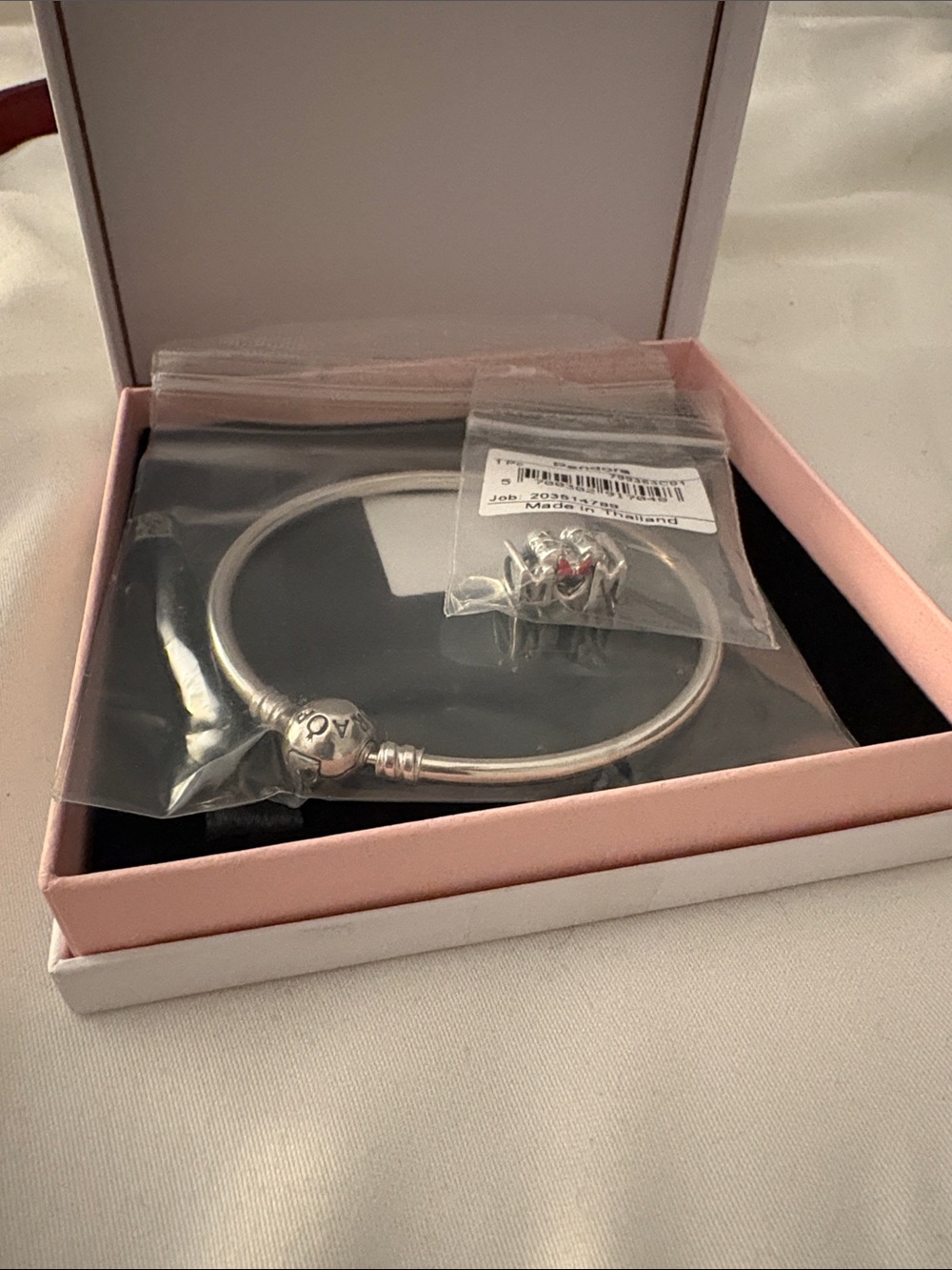 Pandora Silver Bangle Bracelet with Disney MOM Heart Charm